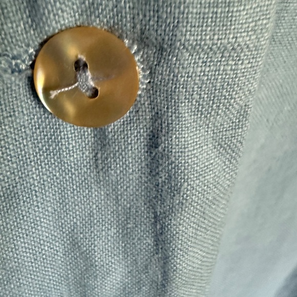 Democracy Blue Linen Button Front Blouse Embroidery Plus‎ Size 3X Lagenlook - Picture 8 of 15